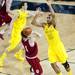Michigan sophomore Jon Horford tries to block a shot at the end of the first half in the game against Indiana on Sunday, March 10. Daniel Brenner I AnnArbor.com